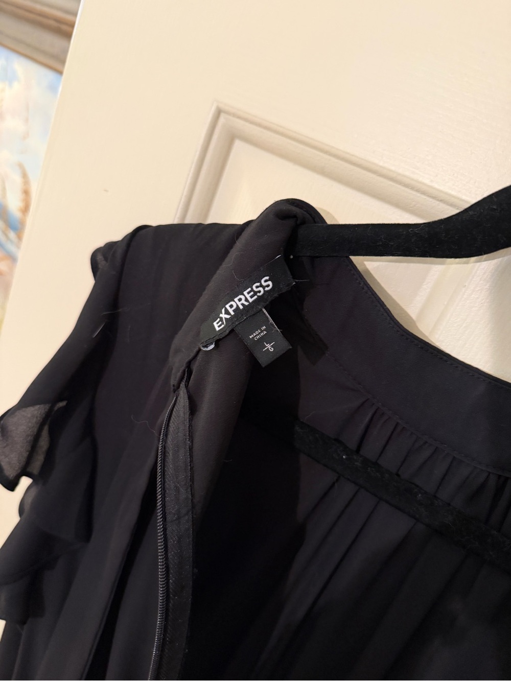 Express Black Ruffle-Shoulder Jumpsuit - Picture 3 of 3